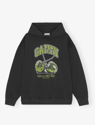 Sudadera negra Ganni grande cerezas